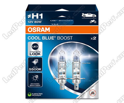 Lampen H1 Osram Cool Blue Boost 5 500K xenoneffect ref: 62150CBB-2HB in verpakking van 2 lampen