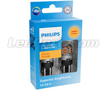 2x ledlampen Philips WY21/5W Ultinon PRO7000 - Oranje - T20 - 12/24V